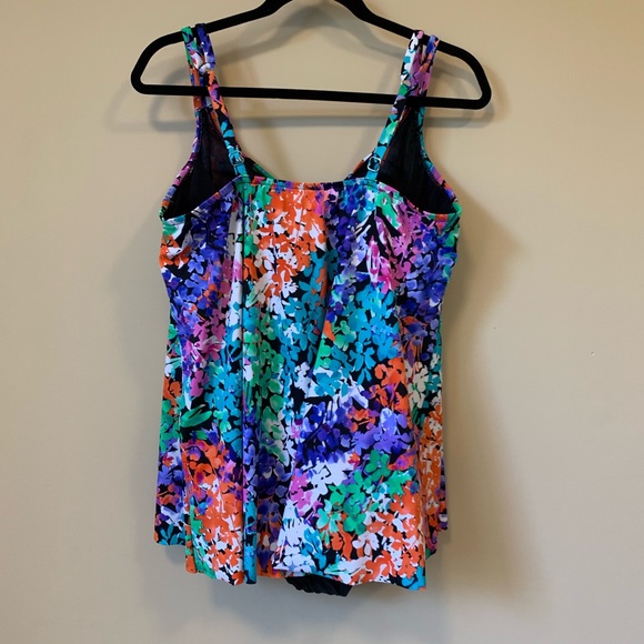 Swim Solutions Floral Tummy-Control Swimsuit - Picture 4 of 5